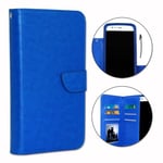 PH26® Foliofodral för Ulefone Power plånboksformat i blått ekoläder med dubbel invändig korthållarflik,