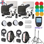 UK 2*Godox 2.4 TTL HSS AD200 Flash+Xpro-F for Fuji+60*60cm sofbtox light stand