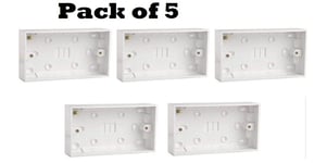 Double Twin 25mm White Wall Pattress Back Box 13 Amp,2 Gang Electric Socket