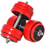 30KG Adjustable Barbell & Dumbbell Set, Red Rust, Home Gym Fitness Equipment