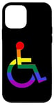 Coque pour iPhone 12 mini Symbole de fauteuil roulant arc-en-ciel