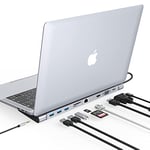 AYCLIF Adaptateur USB C pour MacBook, 10 en 1 Hub USB C Multi Affichage avec 4K-HDMI, VGA, Ports USB 3.0, Type-C PD, Gigablit Ethernet RJ-45, Lecteur de Carte SD/TF, Audio/Micro 3,5 mm