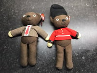 2  x Ty Beanies  Mr Bean Teddy Bear London Guardsman & Mr Bean Beanies Plush