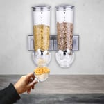 Kitchen Double/Triple Wall Mounted Cereal Dispenser Dry Food Storage Container by ® Crystals (1 x Double (2 Container) Silver)