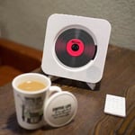 Väggmonterad CD-spelare med surroundljud, FM-radio, Bluetooth, USB, MP3-skiva, bärbar musikspelare, fjärrkontroll, stereohögtalare, hem White