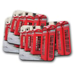 4 Set - Red Telephone Boxes Coaster - England Britain London UK Cool Gift #14477