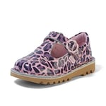 Kickers Infant Girl's Kick T Bar Leopard Print Shoes, Pink, 10 UK Child