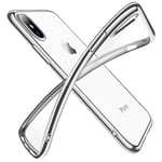 Jaligel Clear Back Case for iPhone X/XS Slim Soft TPU Shockproof Silicone Bumper Cover Anti-Scratch Protective Case for iPhone X/XS - Silver
