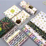 Presentpapper, julklappspapper, 12 stycken 50 * 70 cm (kärlek * 3 + grön * 3 + färgglad * 3 + folie * 3)