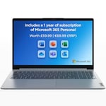 Lenovo IdeaPad 1 | 15 inch Full HD Laptop | Intel Pentium Silver N5030 | 8GB RAM | 128GB SSD | Windows 11 Home in S mode | Cloud Grey