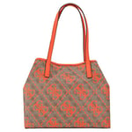 GUESS Women Vikky Tote Bag, Latte Logo/Orange, 33 x 15.5 x 27