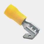 Skyllermarks Isolerade flatstiftshylsor med förgrening Skyllermarks, 6.3 x 0.8 mm, passar kabel 4 - 6 mm², 25-pack, gul