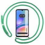 Tumundosmartphone Coque Transparente pour Samsung Galaxy A05s avec Cordon Vert Eau