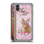 Head Case Designs Official Monika Strigel Bunny Lace Flower Friends 2 Light Pink Clear Hybrid Liquid Glitter Compatible for Apple iPhone XS Max