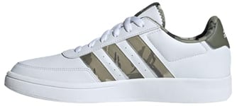 adidas Men's Breaknet 2.0 Shoes Sneaker, Cloud White/Olive strata/Cloud White, 13.5 UK