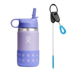 Hydro Flask Kids Wide Mouth, 354ml (12oz) + Straw & Lid Cleaning Set, Wisteria