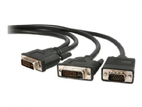 StarTech.com 6 ft DVI-I Male to DVI-D Male and HD15 VGA Male Video Splitter Cable - DVI to VGA connector - 6ft DVI to VGA Cable (DVIVGAYMM6) - DVI-delare - DVI-I (hane) till HD-15 (VGA), DVI-D (hane) - 1.8 m - tumskruvar - svart