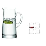 LSA International Bar Tapered Jug 1.9 Litre Clear| 1 Unit | Mouthblown and Handmade Glass | BR15 & Borough Stemless Glass 455 ml Clear | Set of 4 | Dishwasher Safe | BG11