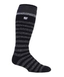 Heat Holders Mens Long Knee High Striped Ski Socks - Black Nylon - Size 6-11 (UK Shoe)