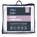 Silentnight Hotel Collection Mattress Topper Double Bed - Luxury Soft Silky Comfortable 5cm Thick Deep Mattress Protector Pad Cover with Deep Fit Elasticated Straps - Double - 190x135cm