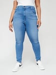 Levi's Plus Plus Mile High Super Skinny Jean - Venice Blend - Blue, Blue, Size Us 14 = Uk 16, Inside Leg Short, Women