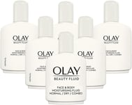 Olay Beauty Fluid Face and Body Moisturiser, 200 Ml (Pack of 6)