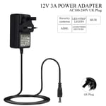 12V 3A AC/DC Power Supply Adapter DCE Cables For LED Strip Lights CCTV Camera UK