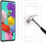 KAV Lot de 2 protections d'écran en verre trempé pour Samsung Galaxy A51, installation facile sans bulles, dureté 9H, clarté HD 99,99%