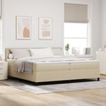 Boxspring-säng med madrass Ljusgrön Grå 200x200 cm Mjukt tyg