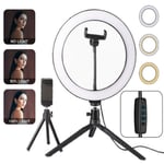 AJH 10-Inch Ring Light, with Tripod Phone Holder, with 3 Dimmable Lighting Modes And 11 Brightness, Suitable for Video Photography And Real-Time Streaming