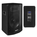 VONYX Pair of 15 Inch Active Powered PA Speakers with Bluetooth USB MP3 DJ Stage 1600w