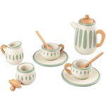 Tea set, wooden, classic white/sage, FSC™ 100%