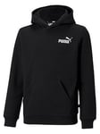 Puma Boys Essentials Small Logo Fleece Hoodie - Black, Black, Size 7-8 Years