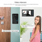 7in Wired Video Doorbell Password Card Remote Control Night Doorphone GF0
