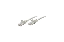 Intellinet Network Patch Cable, Cat5e, 3m, Grey, CCA, U/UTP, PVC, RJ45, Gold Plated Contacts, Snagless, Booted, Lifetime Warranty, Polybag - patch-kabel - 3 m - grå