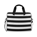 Computer Carrying Case for Adult Kids Laptop Bag Black White Striped Computer Bags 13-15.6 inch Laptop Sleeve Case Laptop Shoulder Bag Laptop Carrying Bag with Strap Handle