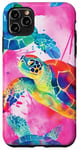 Coque pour iPhone 11 Pro Max Motif aquarelle tropicale tortue de mer plage
