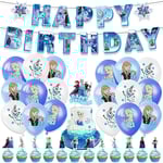 Frozen-tema festartiklar, dekorationer, banderoller, ballonger, cupcake-toppers, tårtdekorationer, presentset