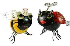 Thai Gifts Pair of Metal Ornament Tea light/Candle Holders - Honey Bee & Ladybird