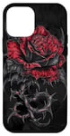 Coque pour iPhone 12 mini mignon rose rouge floral idées cool pour avreyone motif noir