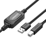 Ugreen USB-B till USB-A 2.0 skrivarkabel, 15m - Svart