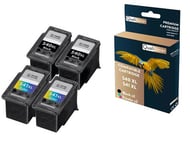 QUALITONER - 4 Cartouche compatible pour CANON 540 XL (x2) + 541 XL (x2) 540XL (x2) + 541XL (x2) Noir + Couleur pour Canon Pixma MG 2100 Series MG 225