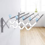 SN Clothes Airer Laundry Drying Rack Folding Retractable Wall Mounted Towel Rack Adjustable Collapsible Heavy Duty 304 Stainless Steel Away Rack (Size : 90cm/35.4in)
