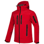 KUPAO Waterproof jackets mens Softshell Jacket Men Waterproof Fleece Thermal Outdoor Hooded Hiking Coat Ski Trekking Camping Hoodie Clothing-red_M