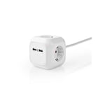 Grenuttag NEDIS jordad 4-väg + 2 USB