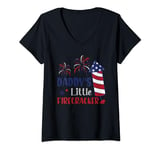 Womens Daddy's Little Firecracker 4Th of July Independence day V-Neck T-Shirt