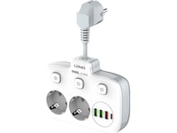 Power Strip With 2 Ac Sockets, 3X Usb, Usb-C, Ldnio Se2435, 2500W (White)