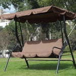 Courtyard Garden Swing Hammock 3-seat Cover Waterproof Prote Coffee
