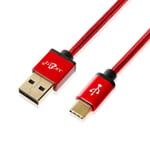 JuicEBitz 1.5m USB to USB-C 3A Braided FAST Charger Cable | for Samsung Galaxy S20 S10 S9, A72 A71, A52 A51, A42 A41, A32 | Oppo Reno4, Find X2, A93 | LG, Sony Xperia, LG, Nokia etc (Red)