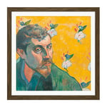Paul Gauguin Self Portrait Les Miserables Cropped Square Wooden Framed Wall Art Print Picture 16X16 Inch